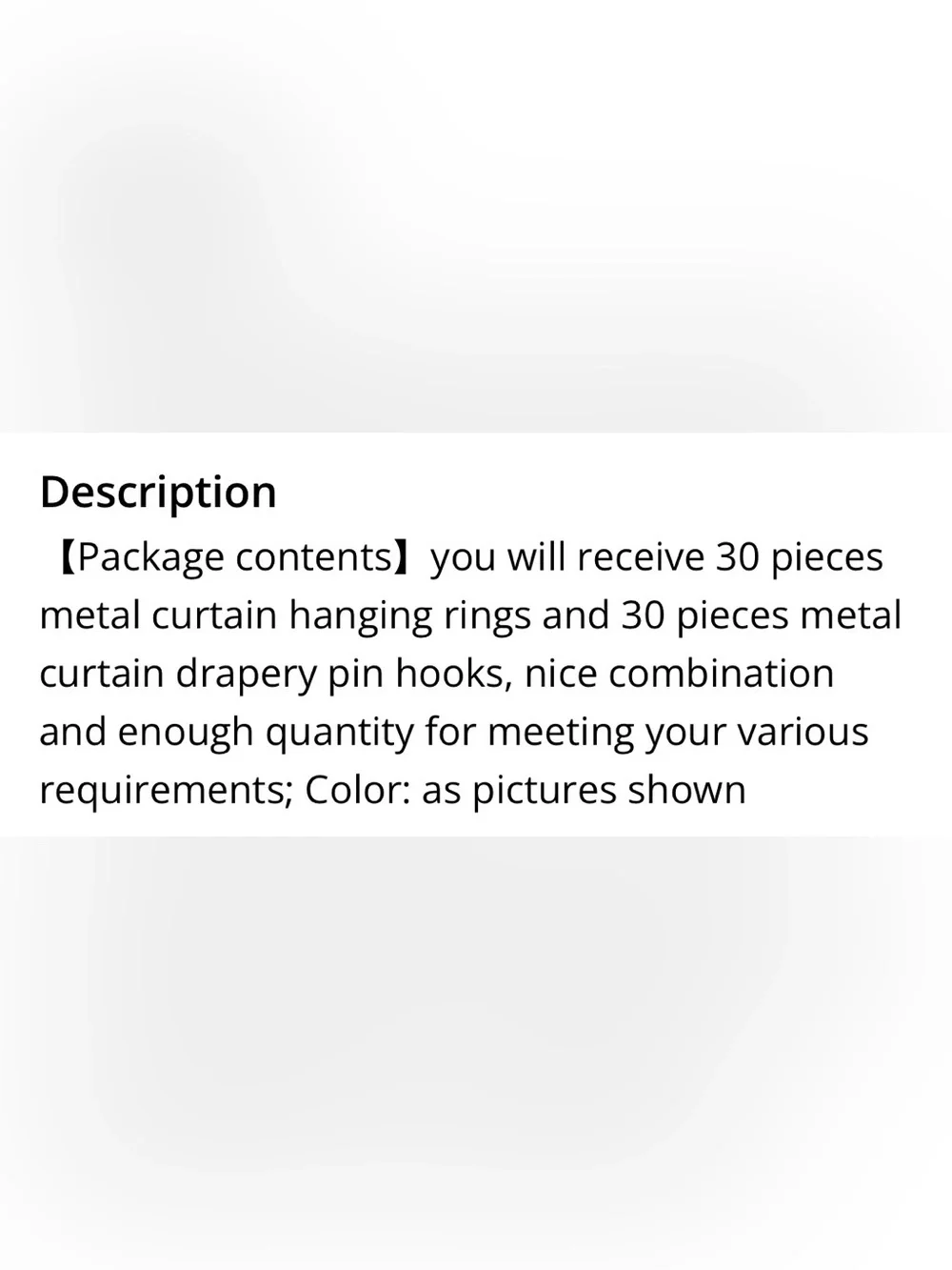 Metal Curtain Drapery Rings & Pin Hooks - 30mm Inner Diameter - BLACK